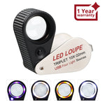ILJL-535 Gem Loupe 10X or 30X Magnification Rechargeable LED Loupe Triplet Lens UV / Warm / Natural / White Light Stainless Steel Magnifier for Jewelry, Watch, Jewelry Inspection - Instrulife