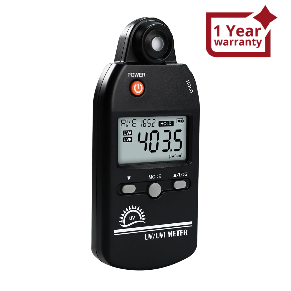 ILLX-529 Digital Ultraviolet Detector UV UVI Tester Light Meter Irradiance Intensity Monitor 100 Data Record for Reptile Husbandry, Phototherapy, Indoor Tanning Personal and Professional Usage - Instrulife