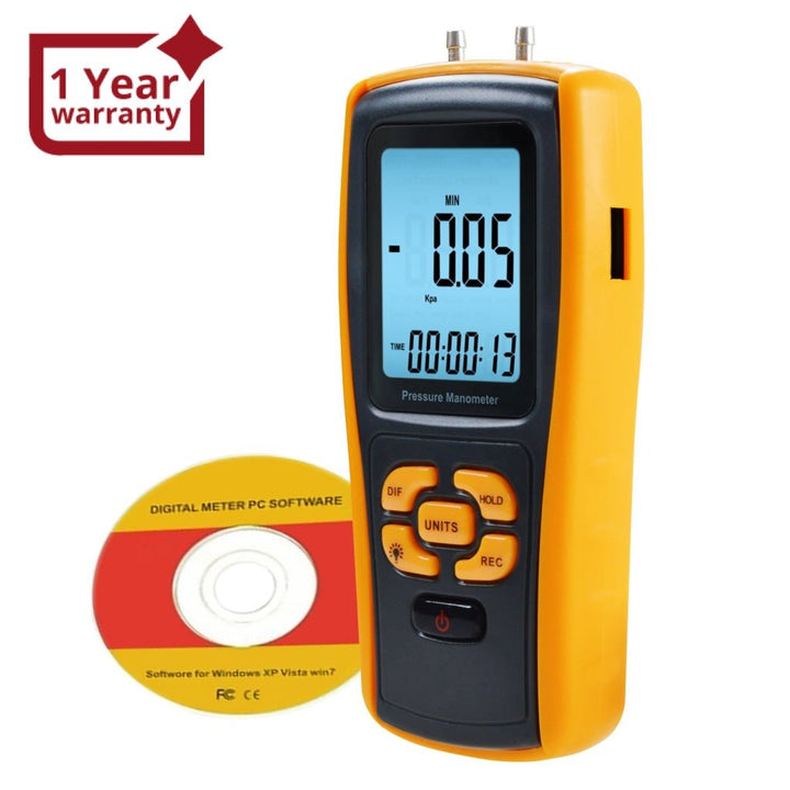 ILMA-819 Digital Manometer with USB Interface, Differential Pressure Gauge, Air Pressure Testing Instrument Tester, 11 Measurement Units - Instrulife