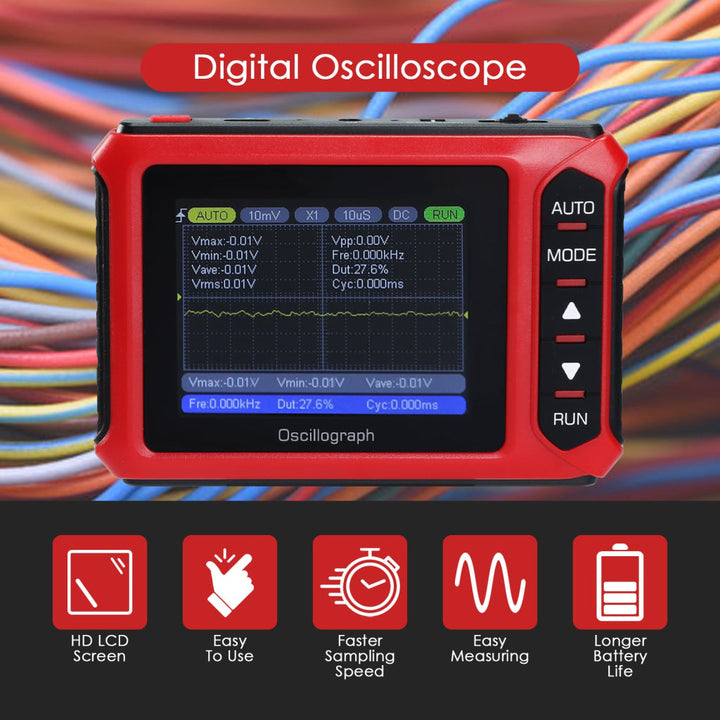 ILMU-498 Portable Handheld Digital Oscilloscope Voltage, Frequency, Rise Time, Duty Cycle for Professional and DIY Analysis - Instrulife