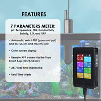 ILWQ-525 WiFi Smart pH Meter 8-in-1, Multi-Parameter Water Quality Tester for pH / TDS / EC / Salinity / ORP / Temperature for Aquarium, Hydroponics, Pool - Instrulife