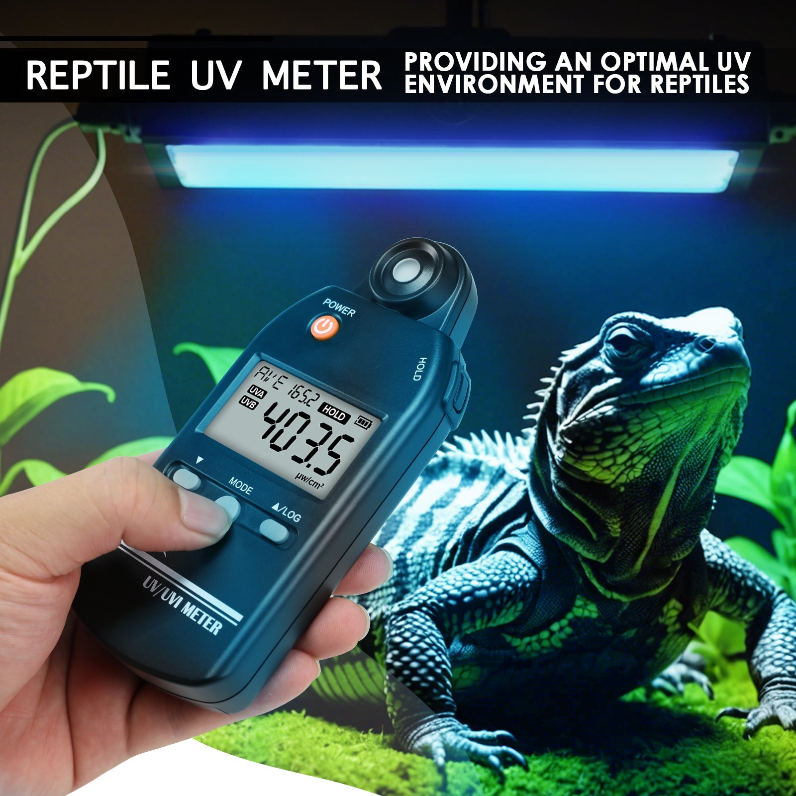 ILLX-529 Digital Ultraviolet Detector UV UVI Tester Light Meter Irradiance Intensity Monitor 100 Data Record for Reptile Husbandry, Phototherapy, Indoor Tanning Personal and Professional Usage - Instrulife