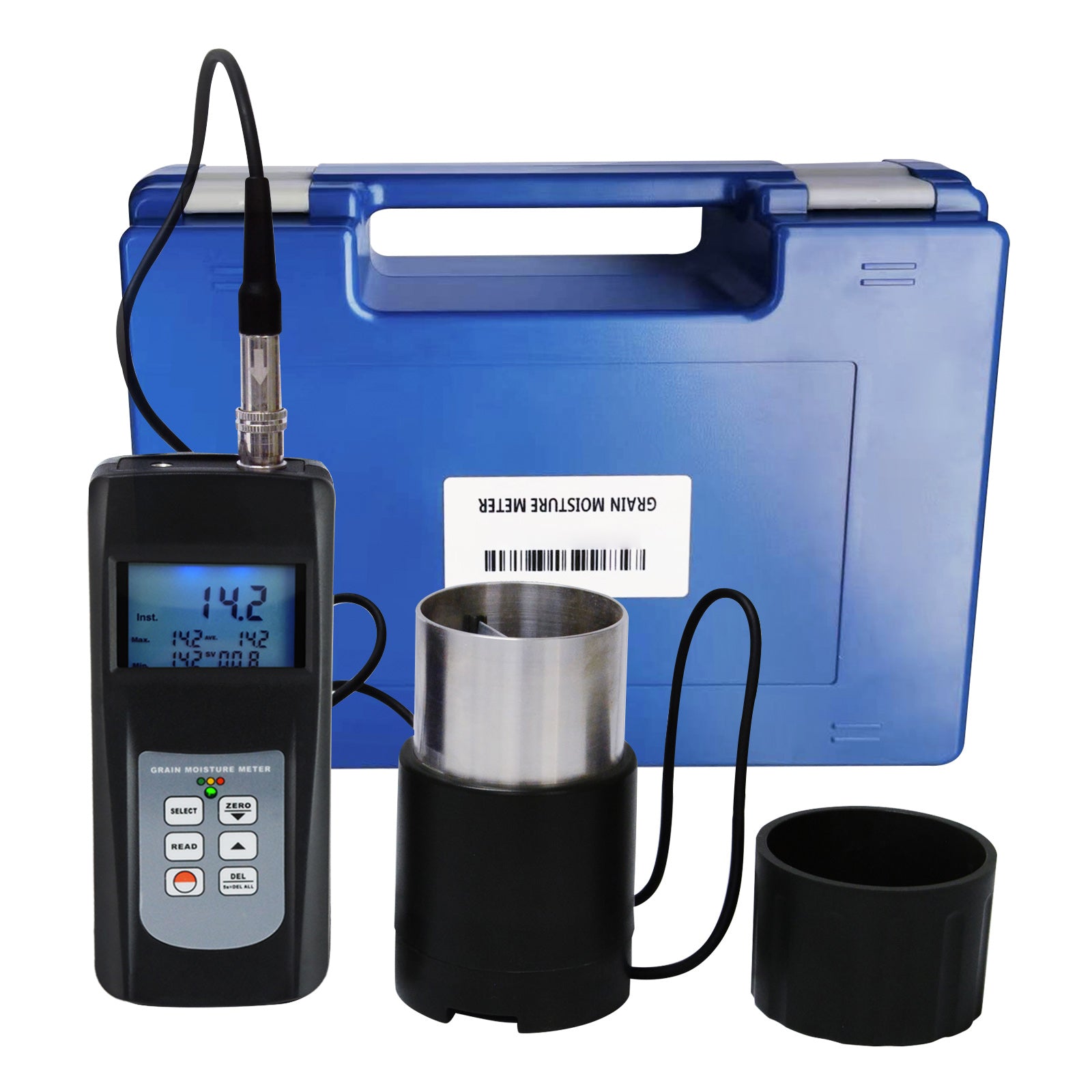 ILMM-868GG Digital 0~50% Grain Moisture Meter Tester Handheld with Case LED Indicator Checker Cup Sensor for 36 Species Seed Rice Coffee Soya Bean Wheat Corn Hygrometer Humidity - Instrulife