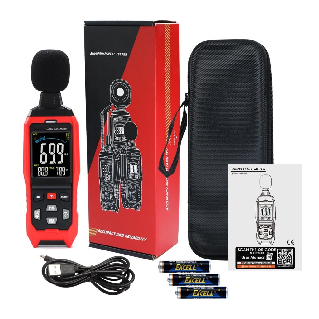 ILSM-390 Decibel Meter with Data Logging function and A / C / Z Weighted Sound Meter Portable SPL Meter MAX/MIN/AVG, Data Hold Use for Home, Factory, Noisy Neighbor - Instrulife