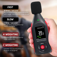 ILSM-442 Sound Level Meter Datalogger Decibel Noise Tester SPL Monitor with 31,000 Data Record Function, Visual Hi | Low Alarm A | C Weighted Colored Screen Display for Home, Classroom, Traffic Noise Monitoring etc. - Instrulife