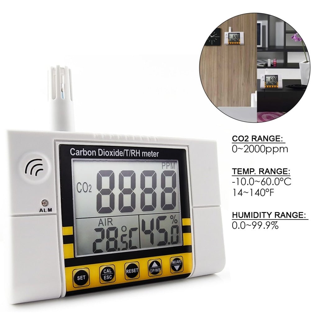 ILAQ-4 Carbon Dioxide / Temperature/ Humidity Indoor Air Quality Monitor Meter, Wall Mountable CO2 Detector 0~2000ppm Range - Instrulife