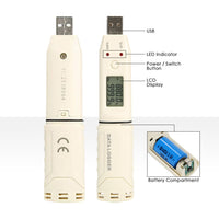 ILDA-1365 Pentype USB Flash Disk Thermometer with Data Recorder Digital Temperature and Humidity Datalogger for Research - Instrulife