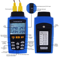 ILTH-747 Digital 4-Channel K /J/ T / E/ R / S/ N Type Thermocouple Thermometer Datalogger 16,800 Data Logging T1/T2, T3/T4 Input Terminal Data Logger - Instrulife