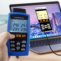 ILTH-747 Digital 4-Channel K /J/ T / E/ R / S/ N Type Thermocouple Thermometer Datalogger 16,800 Data Logging T1/T2, T3/T4 Input Terminal Data Logger - Instrulife