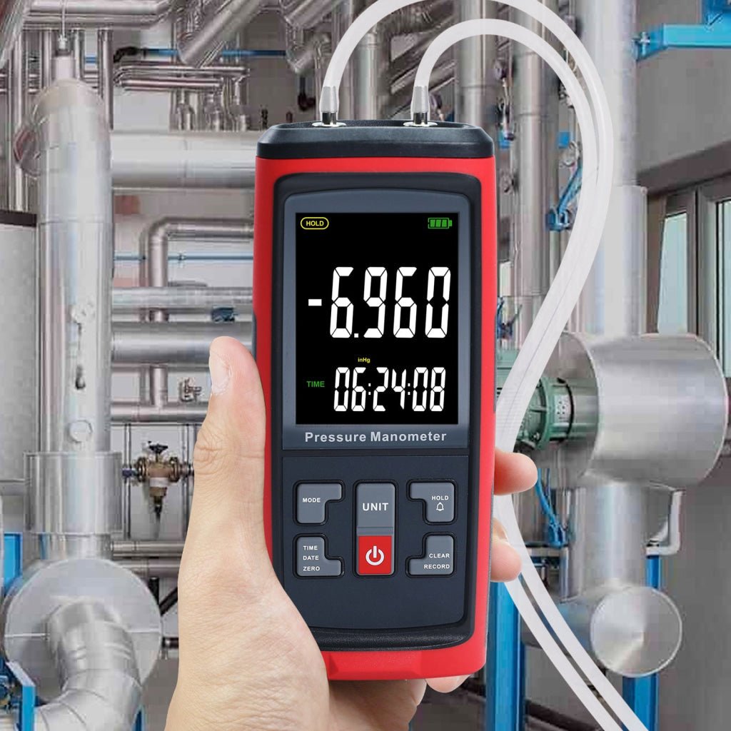 ILMA-420 Differential Pressure Manometer with ±50 kPa Kilopascal Measuring Range for Pneumatic, Compressor, Valves, Tanks, Pump Installations, HVAC Heating Ventilation and Air Conditioning Systems - Instrulife