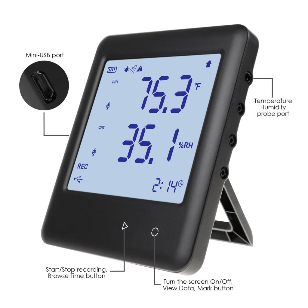ILTH-352 Data Logger Thermo-hygrometer Thermometer Temperature and Humidity Datalogging Measurement 25,920 Groups of Reading High Low Alarm with PC Software and Calendar Display - Instrulife