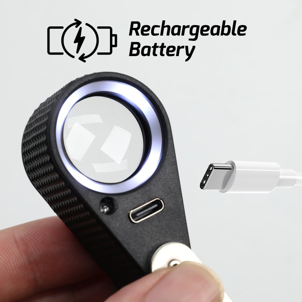 ILJL-535 Gem Loupe 10X or 30X Magnification Rechargeable LED Loupe Triplet Lens UV / Warm / Natural / White Light Stainless Steel Magnifier for Jewelry, Watch, Jewelry Inspection - Instrulife