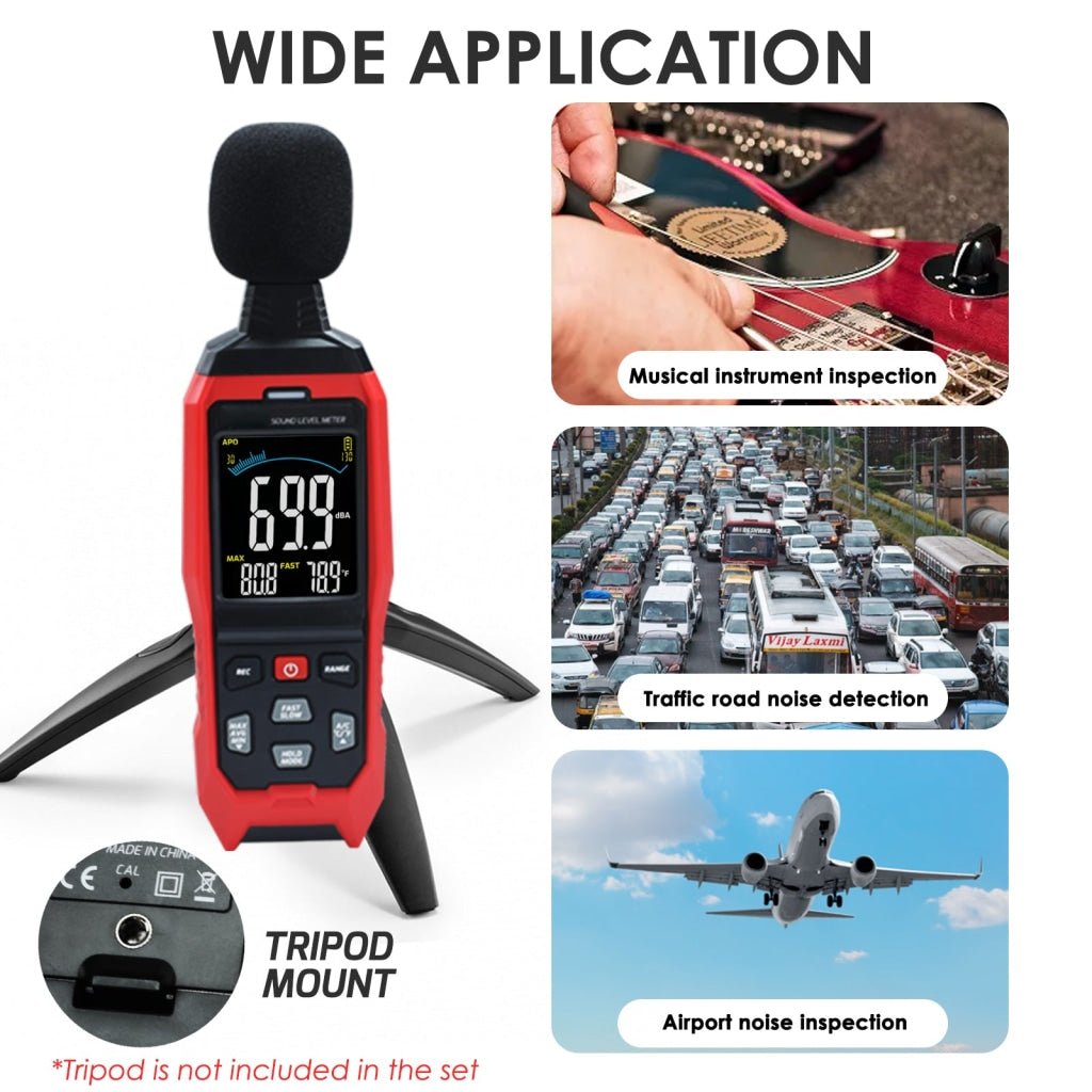 ILSM-390 Decibel Meter with Data Logging function and A / C / Z Weighted Sound Meter Portable SPL Meter MAX/MIN/AVG, Data Hold Use for Home, Factory, Noisy Neighbor - Instrulife