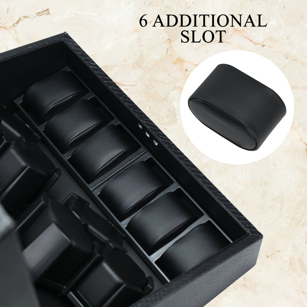 ILWW-436 Watch Winder for Automatic Watches, 6 Watches with LED Backlight, Quiet Motor, Multiple Rotation Modes, Storage Compartments & Smart Open-Lid Stop Technology for Lady & Man - Instrulife