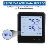 ILTH-352 Data Logger Thermo-hygrometer Thermometer Temperature and Humidity Datalogging Measurement 25,920 Groups of Reading High Low Alarm with PC Software and Calendar Display - Instrulife