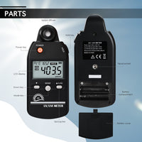 ILLX-529 Digital Ultraviolet Detector UV UVI Tester Light Meter Irradiance Intensity Monitor 100 Data Record for Reptile Husbandry, Phototherapy, Indoor Tanning Personal and Professional Usage - Instrulife