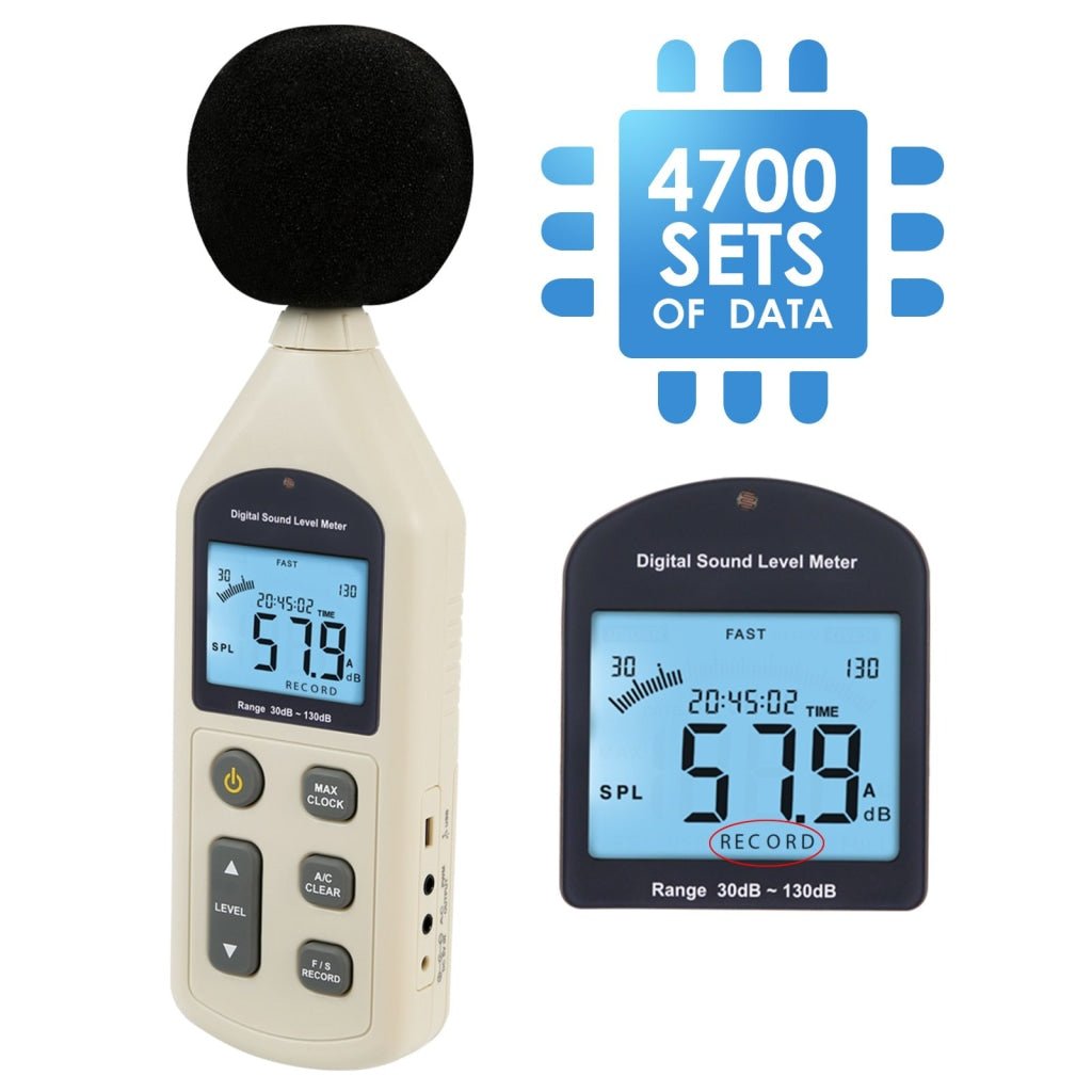 ILSM-270 Digital Audio Decibel Meter Sound Level Tester Noise Level Volume Measuring Instrument 30~130dBA Monitor 4700 Data Storage Self-Calibrated A / C Frequency Weighting Tool - Instrulife