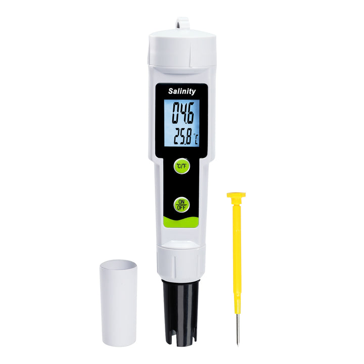 ILWQ-543 Digital Salinity & Temperature Meter 0–199.9ppt with ATC, Backlit LCD & High-Precision Pen Tester