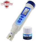 ILWQ-50_SOL Pen Type Salinity & Temperature Meter ATC w/ Calibration Solution Set ppm / ppt / % / S.G. 4 Units, Salt NaCl Water Quality Tester for Saltwater Aquarium Pond Hydroponics Food Test - Instrulife