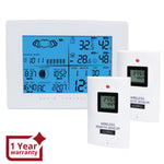 ILWS-107_2S Weather Station with 2 Wireless Sensors, with Time, Barometer Weather Forecast, Temperature, Humidity, Sunrise/ Sunset/ Moonrise/ Moonset, Date, Alarm & Snooze, Radio Controlled Clock RCC DST, 12/ 24-hour format, Indoor & Outdoor - Instrulife