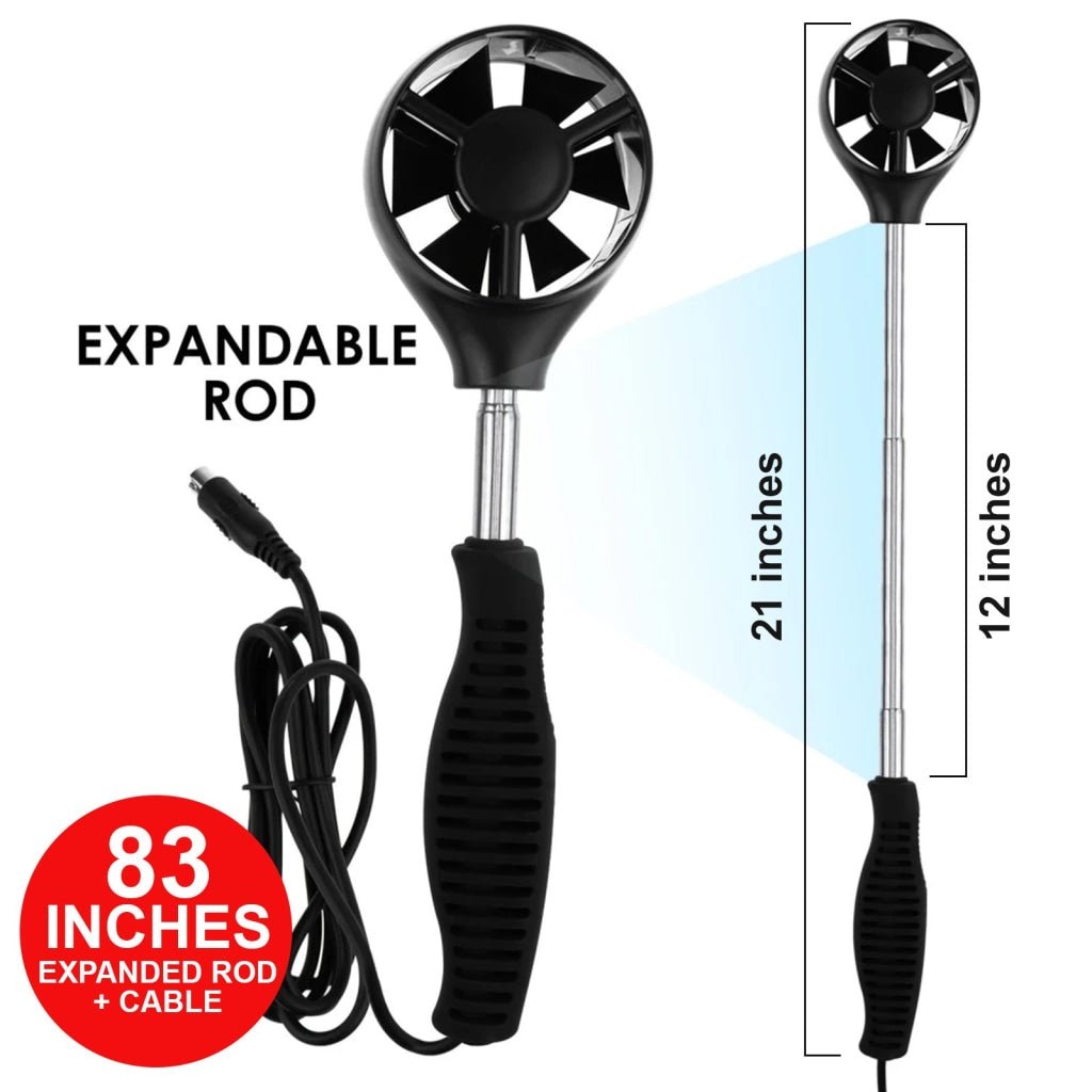 ILAN-273 Professional Anemometer Datalogger Wind Speed Velocity Meter Air Flow CFM CMM Air Volume Wind Direction Temperature Humidity Measurement Digital Tester Gauge with MAX / MIN / AVG Value, Data Hold, and Backlight - Instrulife