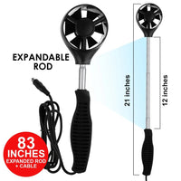 ILAN-273 Professional Anemometer Datalogger Wind Speed Velocity Meter Air Flow CFM CMM Air Volume Wind Direction Temperature Humidity Measurement Digital Tester Gauge with MAX / MIN / AVG Value, Data Hold, and Backlight - Instrulife