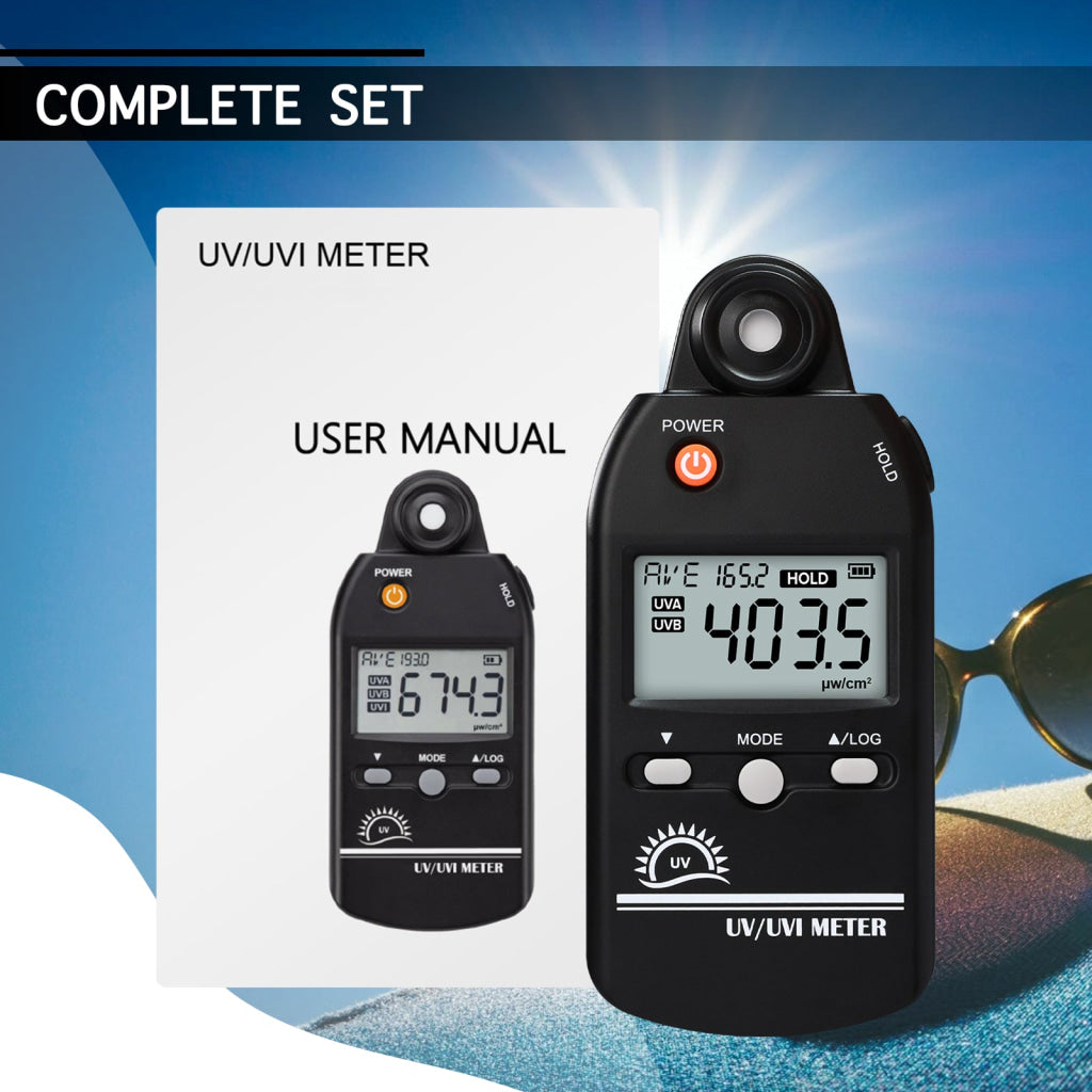 ILLX-529 Digital Ultraviolet Detector UV UVI Tester Light Meter Irradiance Intensity Monitor 100 Data Record for Reptile Husbandry, Phototherapy, Indoor Tanning Personal and Professional Usage - Instrulife