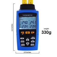 ILTH-747 Digital 4-Channel K /J/ T / E/ R / S/ N Type Thermocouple Thermometer Datalogger 16,800 Data Logging T1/T2, T3/T4 Input Terminal Data Logger - Instrulife
