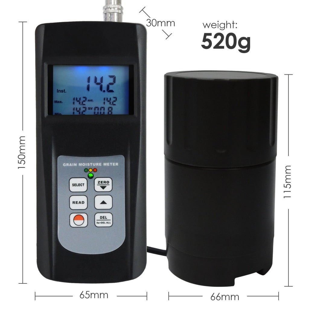 ILMM-868GG Digital 0~50% Grain Moisture Meter Tester Handheld with Case LED Indicator Checker Cup Sensor for 36 Species Seed Rice Coffee Soya Bean Wheat Corn Hygrometer Humidity - Instrulife