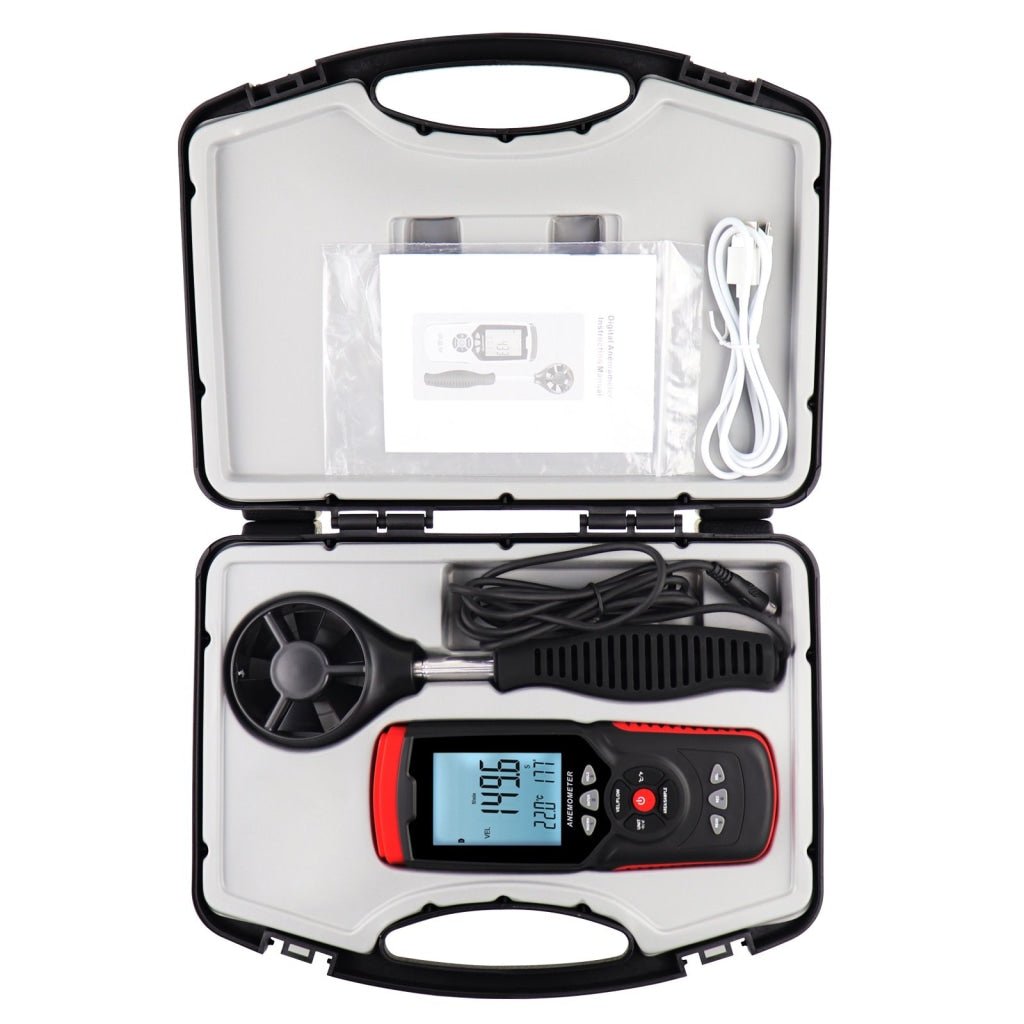 ILAN-273 Professional Anemometer Datalogger Wind Speed Velocity Meter Air Flow CFM CMM Air Volume Wind Direction Temperature Humidity Measurement Digital Tester Gauge with MAX / MIN / AVG Value, Data Hold, and Backlight - Instrulife