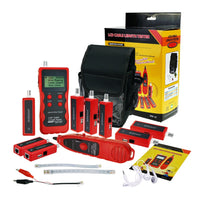 ILCT-714 Digital Cable Tester Tracker with 8 Remote Adaptor Wiremap RJ45 RJ11 BNC USB Multifunction Network Ethernet LAN Telephone Wire Cable Length Tester - Instrulife
