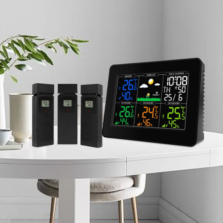 ILWS-289 Digital Wireless Weather Station Indoor Outdoor Thermometer Hygrometer with Alarm Clock, Color Large Display Temperature Monitor with Calendar and Backlight - Instrulife