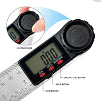 ILAF-323 Digital Angle Finder Ruler Zeroing and Locking Function Precision Tool 11-Inch / 300mm Stainless Steel 2-in-1 Angle Measuring Protractor - Instrulife