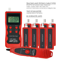 ILCT-714 Digital Cable Tester Tracker with 8 Remote Adaptor Wiremap RJ45 RJ11 BNC USB Multifunction Network Ethernet LAN Telephone Wire Cable Length Tester - Instrulife