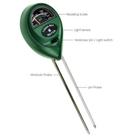 ILSO-257 3-in-1 Soil pH, Moisture & Light Meter Tester Probe Sensor, Gardening Plants Growth Watering Quality Monitoring Acidity Test Tool Kits for Garden Farm Lawn Household Indoor Outdoor - Instrulife