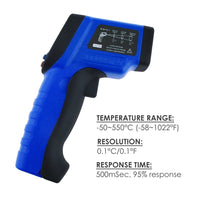 ILTH-174 Non- Contact Infrared (IR) Laser Thermometer Temperature Range -50~550°C (-58~1022°F) , Industrial Cooking Gun Type Tester - Instrulife