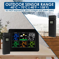 ILWS-289 Digital Wireless Weather Station Indoor Outdoor Thermometer Hygrometer with Alarm Clock, Color Large Display Temperature Monitor with Calendar and Backlight - Instrulife