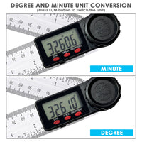 ILAF-323 Digital Angle Finder Ruler Zeroing and Locking Function Precision Tool 11-Inch / 300mm Stainless Steel 2-in-1 Angle Measuring Protractor - Instrulife