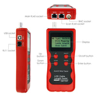 ILCT-714 Digital Cable Tester Tracker with 8 Remote Adaptor Wiremap RJ45 RJ11 BNC USB Multifunction Network Ethernet LAN Telephone Wire Cable Length Tester - Instrulife