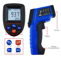 ILTH-174 Non- Contact Infrared (IR) Laser Thermometer Temperature Range -50~550°C (-58~1022°F) , Industrial Cooking Gun Type Tester - Instrulife