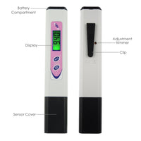 ILWQ-21 Pen-type PH Meter Digital Water Quality Tester, 0~14pH for Hydroponics Aquarium Pool Wine Cola Urine Water Tank with Clear LCD with Backlight Function, Portable Pocket Size - Instrulife