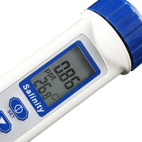 ILWQ-49_SOL Pen Type Salinity & Temperature Meter ATC NaCl w/ Calibration Solution Set, Salt Water Quality Tester 70.0ppt for Saltwater Aquarium Hydroponics Food Pond Digital Measurement Tool - Instrulife