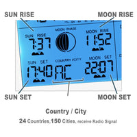 ILWS-107_2S Weather Station with 2 Wireless Sensors, with Time, Barometer Weather Forecast, Temperature, Humidity, Sunrise/ Sunset/ Moonrise/ Moonset, Date, Alarm & Snooze, Radio Controlled Clock RCC DST, 12/ 24-hour format, Indoor & Outdoor - Instrulife