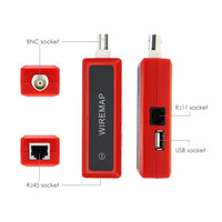 ILCT-714 Digital Cable Tester Tracker with 8 Remote Adaptor Wiremap RJ45 RJ11 BNC USB Multifunction Network Ethernet LAN Telephone Wire Cable Length Tester - Instrulife
