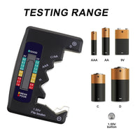 ILBT-064 / BAT-377 Battery Tester Checker C AA AAA D N 9V 1.5V Button Cell Batteries Clear Bar Graph LCD Display Pocket Size - Instrulife