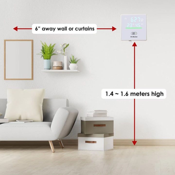 ILAQ-7730 Smart CO2 Carbon Dioxide Indoor Air Quality Monitor Temperature Humidity Measurement for Bedroom Close Rooms Offices Classroom - Instrulife