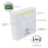 ILAQ-7730 Smart CO2 Carbon Dioxide Indoor Air Quality Monitor Temperature Humidity Measurement for Bedroom Close Rooms Offices Classroom - Instrulife