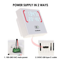 ILAQ-7730 Smart CO2 Carbon Dioxide Indoor Air Quality Monitor Temperature Humidity Measurement for Bedroom Close Rooms Offices Classroom - Instrulife