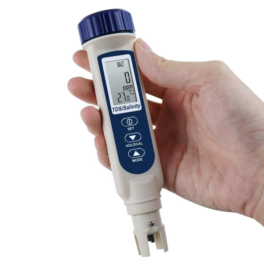 ILWQ-837_3 Pentype TDS / Salinity / Temperature Tester Water Quality Meter ATC Multiple Units (ppt, ppm, S.G., %, °C, °F) Digital Tool for Saltwater Monitoring & Testing IP65 Waterproof Housing - Instrulife