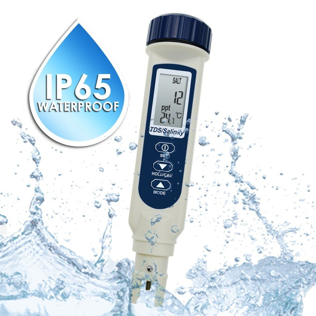 ILWQ-837_3 Pentype TDS / Salinity / Temperature Tester Water Quality Meter ATC Multiple Units (ppt, ppm, S.G., %, °C, °F) Digital Tool for Saltwater Monitoring & Testing IP65 Waterproof Housing - Instrulife